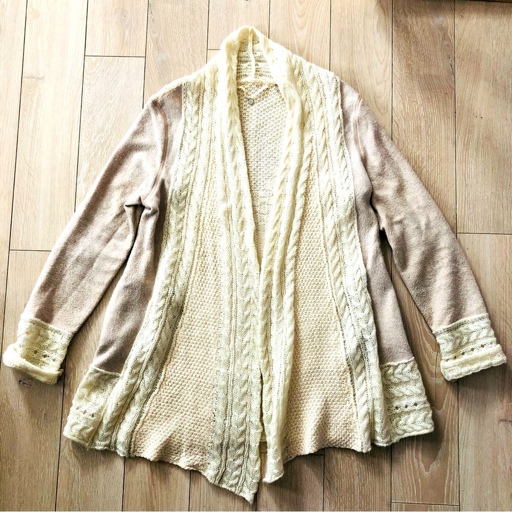 Anthropologie Knitted & Knotted Regan Open Front Textured Cardigan Size M